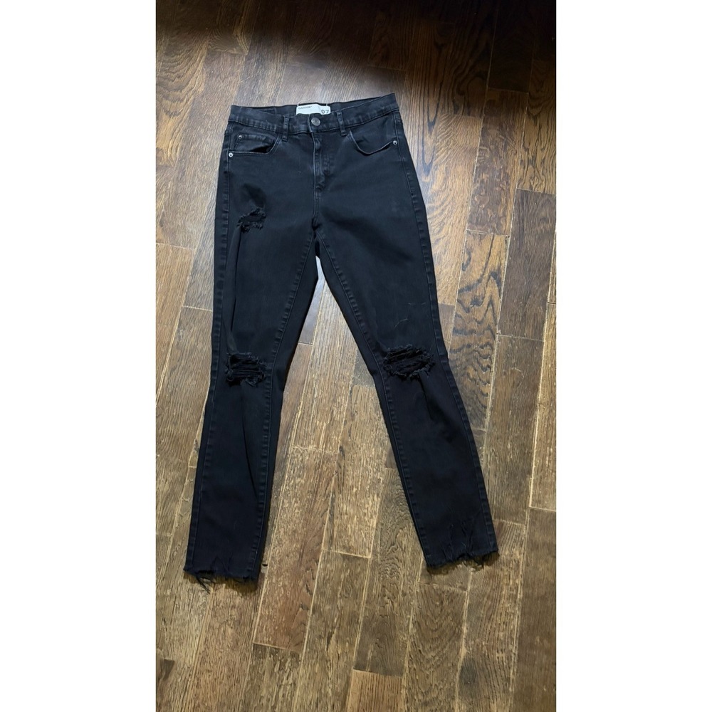 Garage Super Skinny Distressed Ripped Black Jeans Womens Size 7 Mid Rise Denim